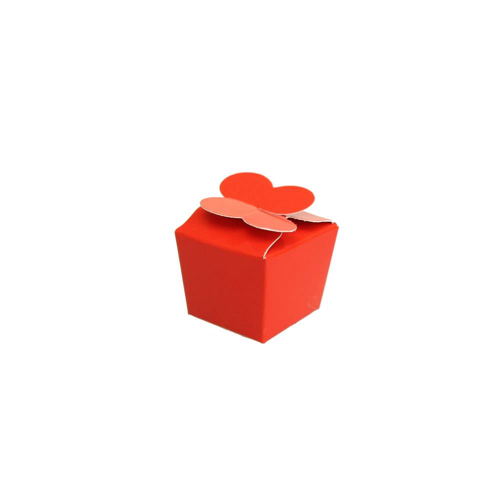 Mini ballotin voor 1 bonbon - 30*30*30 mm - rood - 100 stuks