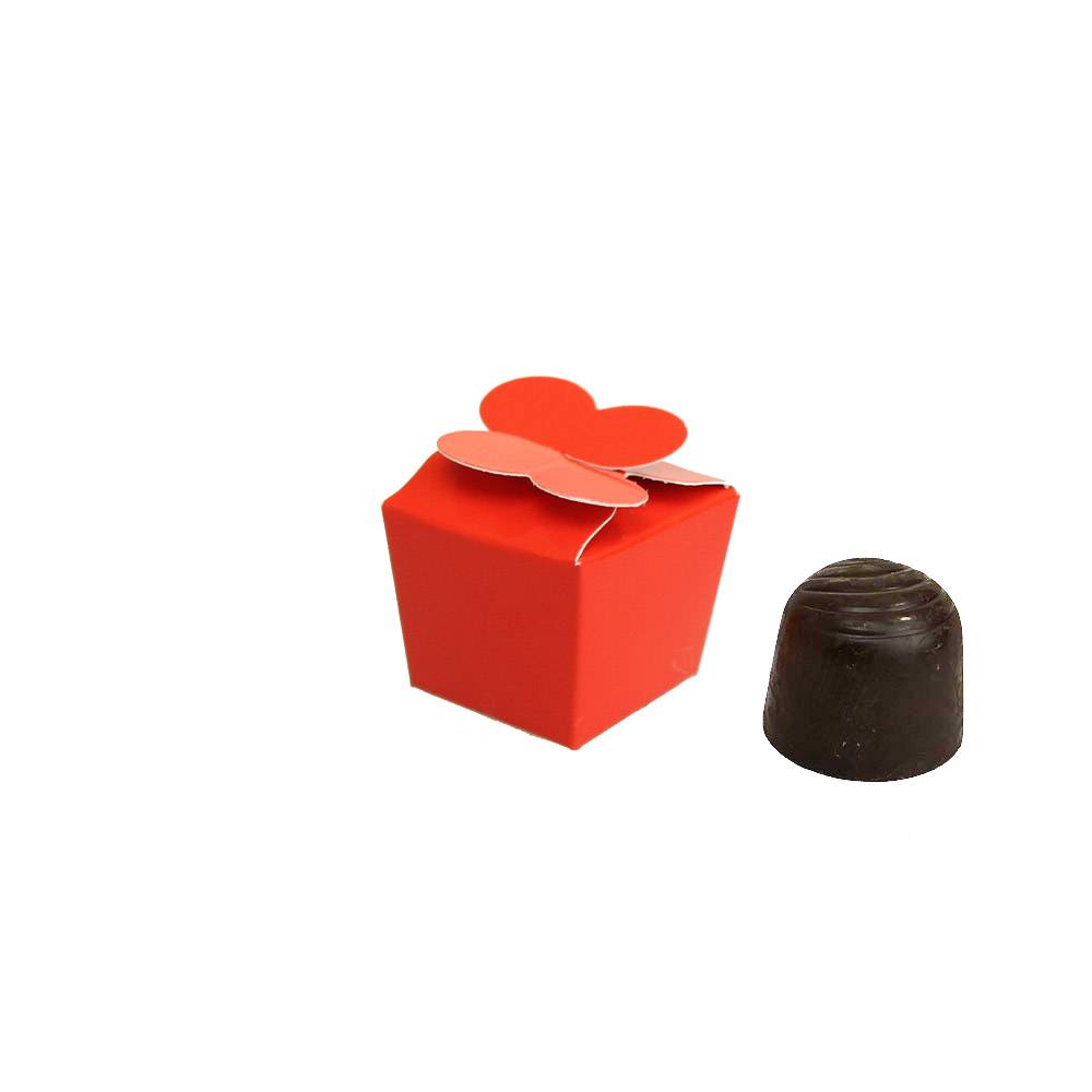 Mini Ballotin pour 1 praline - 30*30*30 mm - rouge brillant - 100 pièces