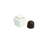 Mini ballotin voor 1 bonbon - 30*30*30 mm - 100  mm - glanzend wit - 100 stuks