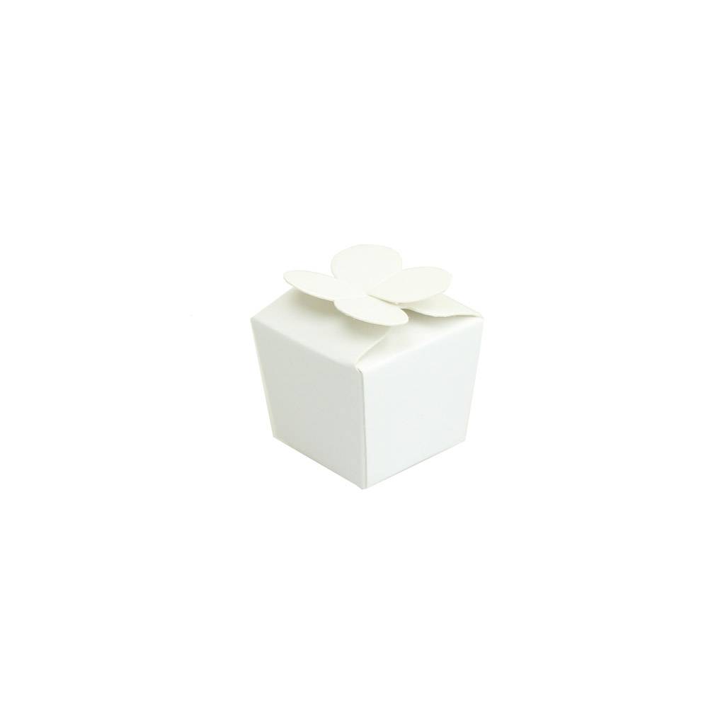 Mini Ballotin pour 1 praline - 30*30*30 mm - 100  mm - blanc brillant- 100 pièces