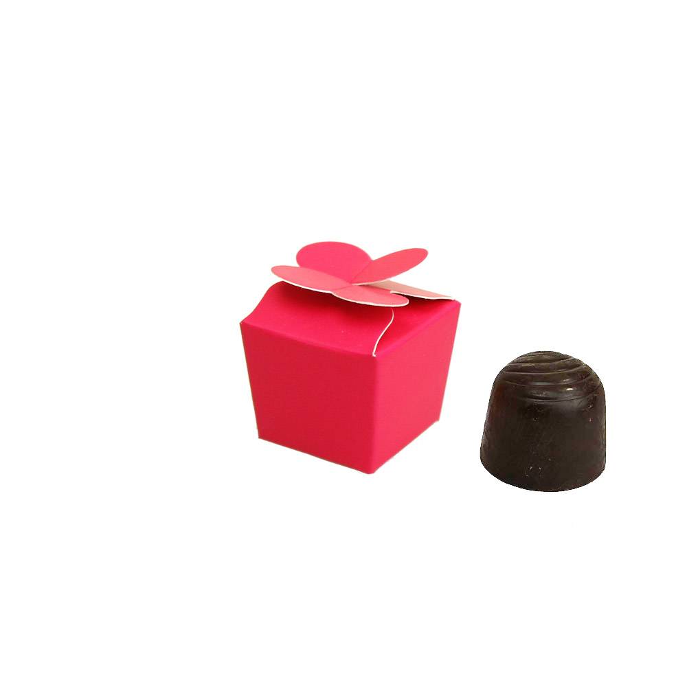 Mini Ballotin for 1 chocolate - 30*30*30 mm - fuchsia -100 pieces