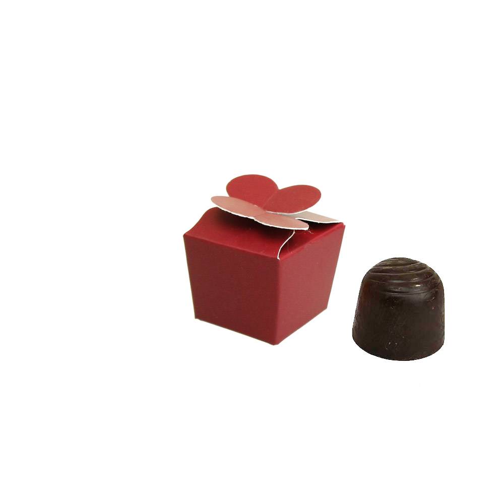 Mini ballotin voor 1 bonbon - 30*30*30 mm - bordeaux - 100 stuks