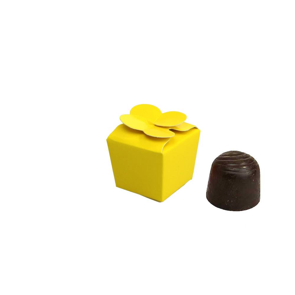 Mini Ballotin for 1 chocolate - 30*30*30 mm - glossy yellow -100 pieces