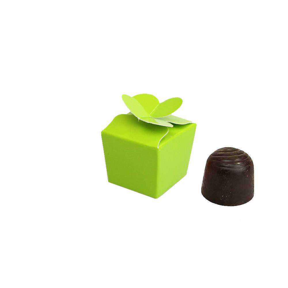 Mini ballotin voor 1 bonbon - 30*30*30 mm - glanzend limoen - 100 stuks