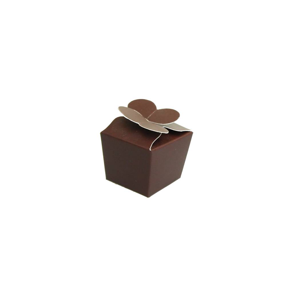 Mini Ballotin für 1 Praline - 30*30*30 mm - Dunkelbraun - 100 Stück