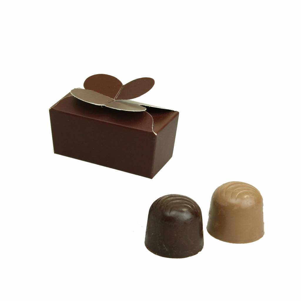 Mini ballotin für 2 Pralinen - Dunkelbraun - 65 * 30 * 30mm  - 100 Stück