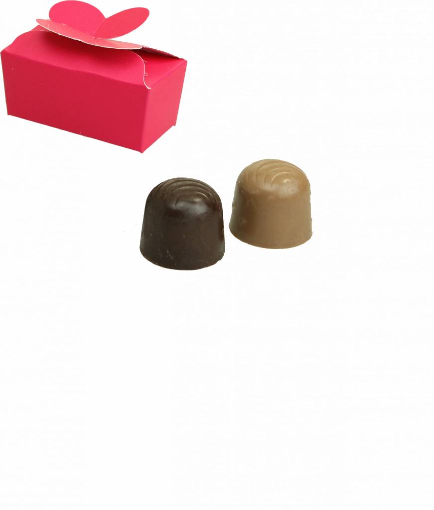 Mini ballotin voor 2 bonbons - fuchsia - 65 * 30 * 30mm - 100 stuks