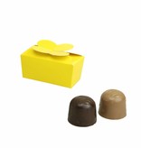 Mini ballotin für 2 Pralinen - glänzend Gelb - 65 * 30 * 30mm  - 100 Stück