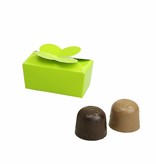 Mini ballotin for 2 chocolates - glossy lime - 65 * 30 * 30mm  - 100 pieces