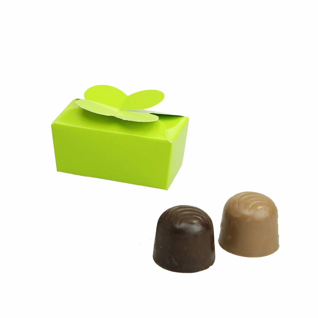 Mini ballotin for 2 chocolates - glossy lime - 65 * 30 * 30mm  - 100 pieces