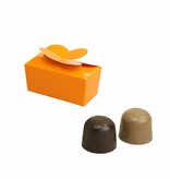 Mini ballotin pour 2 pralines - orange brillant - 65 * 30 * 30mm  - 100 pièces