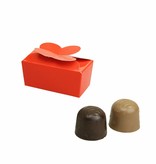 Mini ballotin pour 2 pralines - rouge brillant - 65 * 30 * 30mm  - 100 pièces