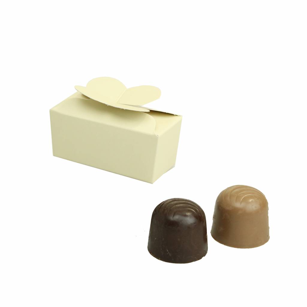 Mini ballotin for 2 chocolates -White Smoke - 70*35*35mm  - 100 pieces