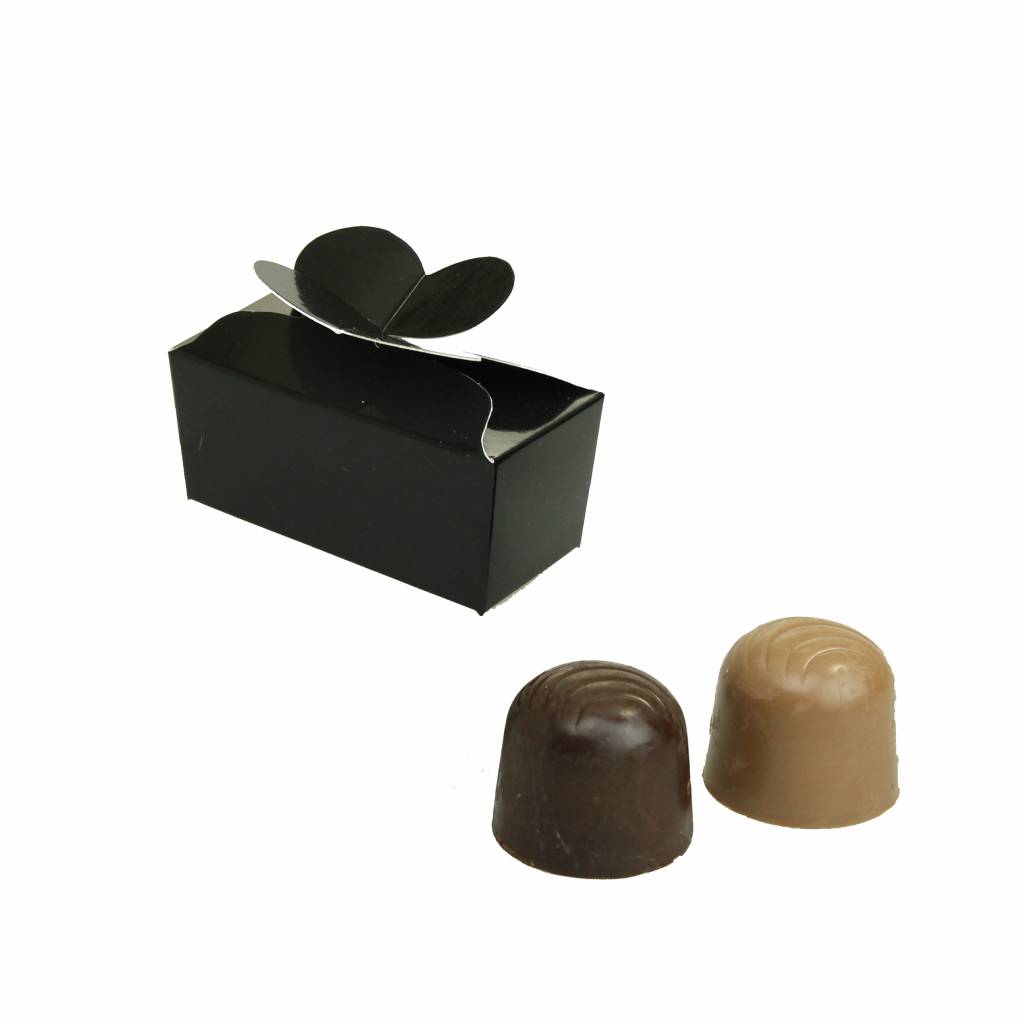 Mini ballotin pour 2 pralines - noir brillant - 65 * 30 * 30mm  - 100 pièces