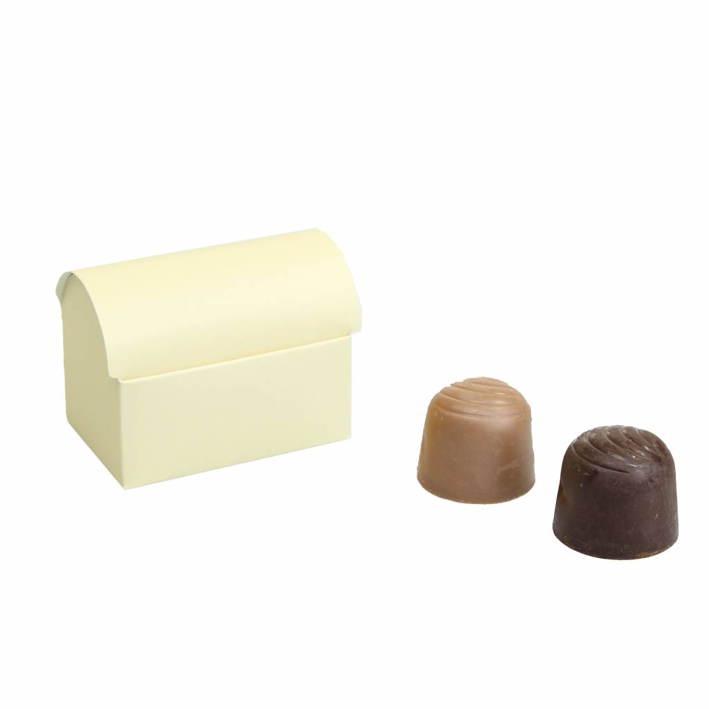 Mini coffre au trésor pour 2 pralines - White Smoke - 70 * 45 * 50mm  - 100 pièces