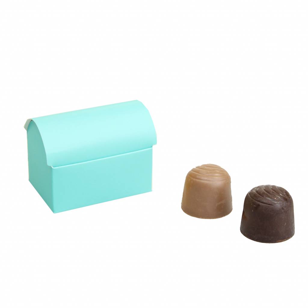 Mini treasure chest for 2 chocolates - Sky -70 * 45 * 50mm  - 100 pieces