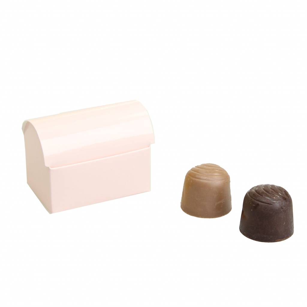 Mini treasure chest for 2 chocolates - glossy light pink -70 * 45 * 50mm  - 100 pieces