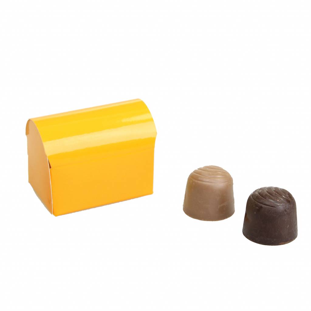 Mini coffre au trésor pour 2 pralines - orange brillant - 70 * 45 * 50mm  - 100 pièces