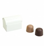 Mini coffre au trésor pour 2 pralines - blanc brillant - 70 * 45 * 50mm  - 100 pièces