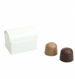 Mini treasure chest for 2 chocolates - glossy white -70 * 45 * 50mm  - 100 pieces