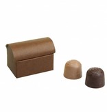 Mini treasure chest for 2 chocolates reliëf - brown  - 70 * 45 * 50mm  - 200 pieces