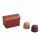 Mini treasure chest for 2 chocolates reliëf - Bordeaux -70 * 45 * 52mm  - 200 pieces