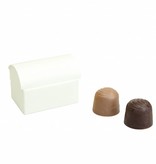 Mini coffre au trésor pour 2 pralines  reliëf- blanc - 70 * 45 * 50mm  - 200 pièces