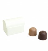 Mini schatkistje voor 2 bonbons  reliëf - wit - 70*52*45mm - 200 stuks