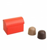 Mini coffre au trésor pour 2 pralines  reliëf- rouge - 70 * 45 * 50mm  - 200 pièces