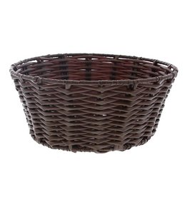 Plastic wicker basket round - brown