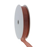 "Puff Dotty"  wired ribbon - rust - 15mm  - 20m