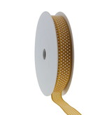 "Puff Dotty"  wired ribbon - ocre - 15mm  - 20m