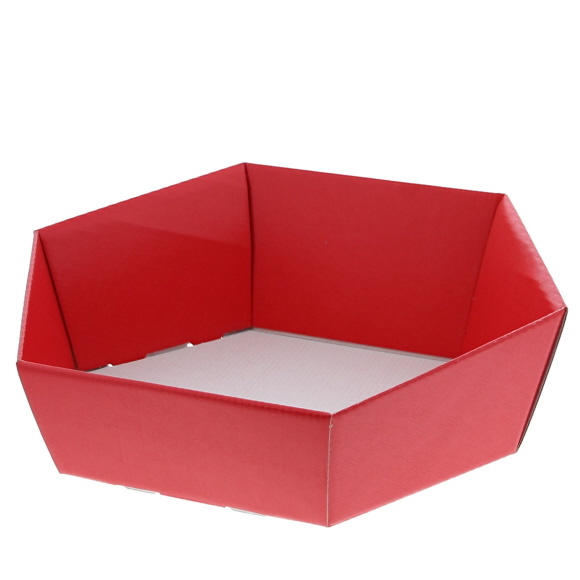 Hexagonal box Lino rosso  - red - 10 pieces