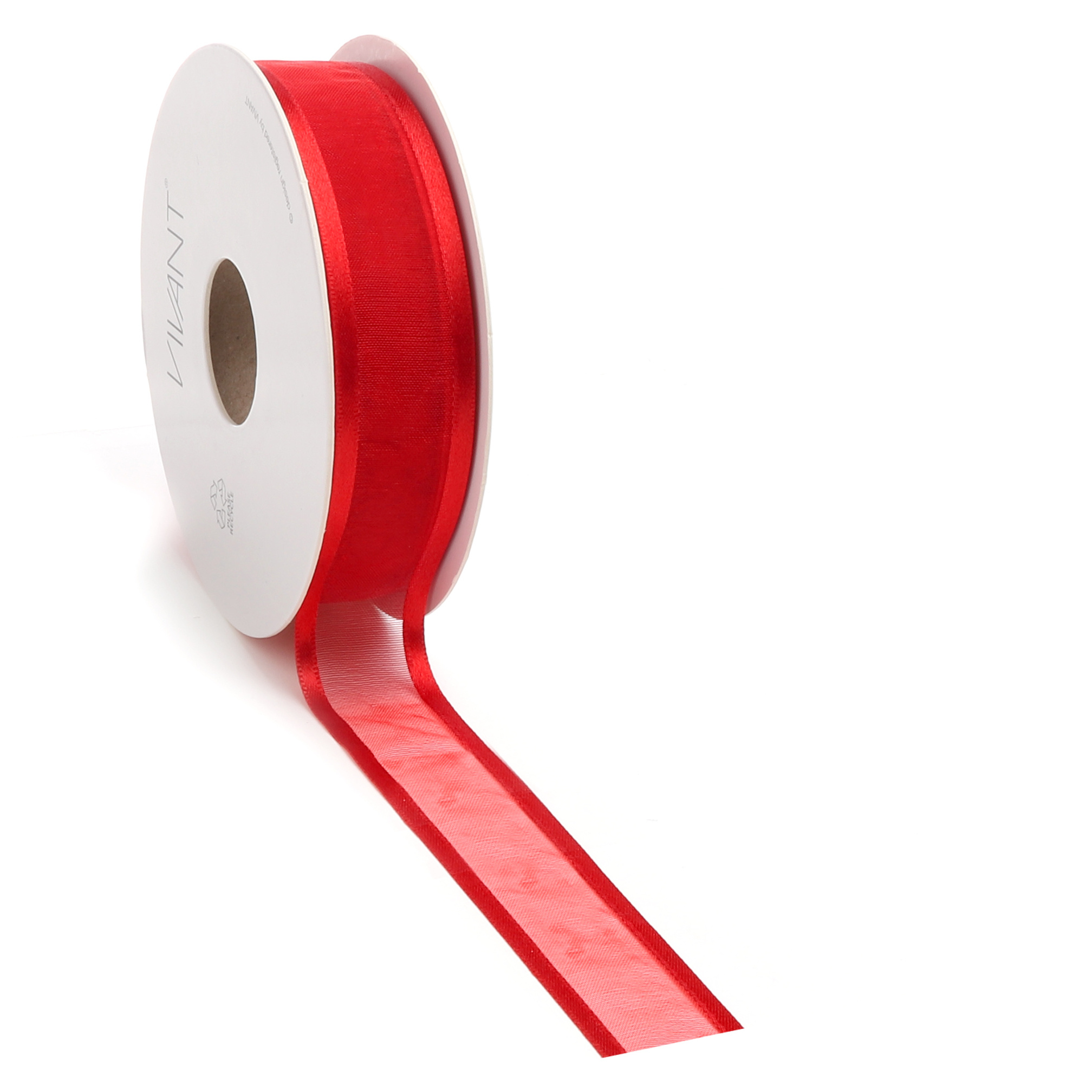 Prego woven edge Ribbon - red