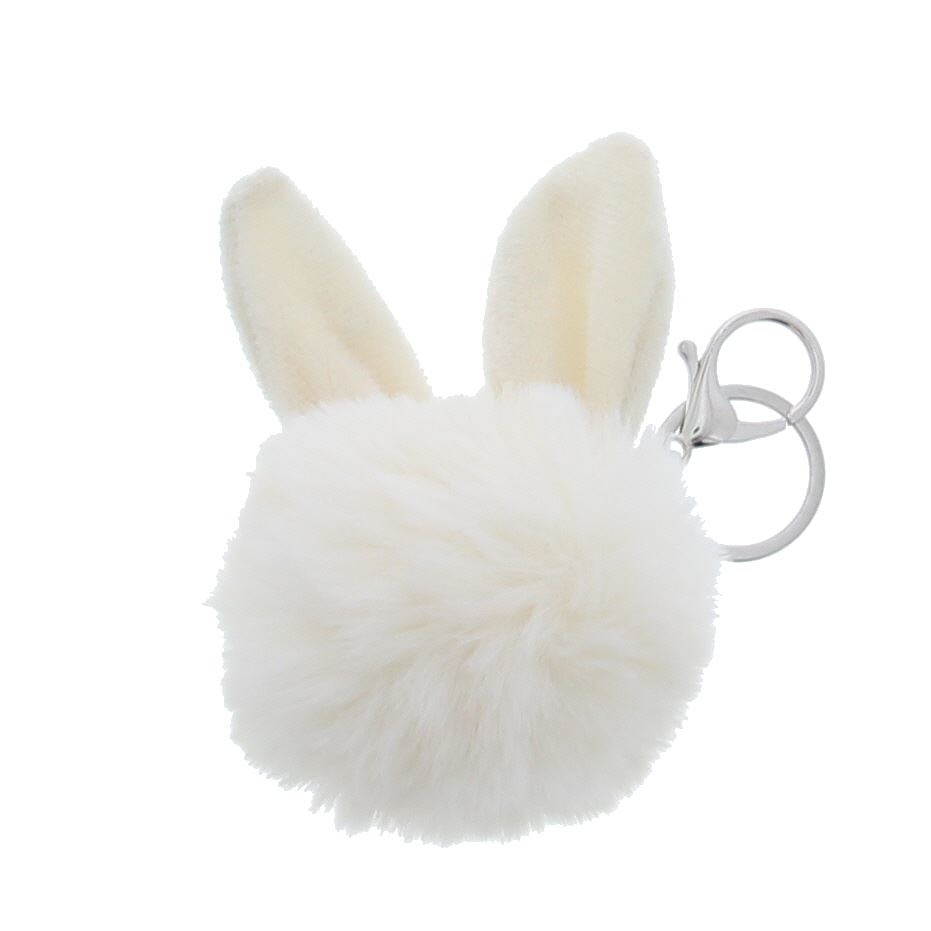 Rabbit "Pluche" key-ring  - ecru - 80*80*125mm - 12 pieces