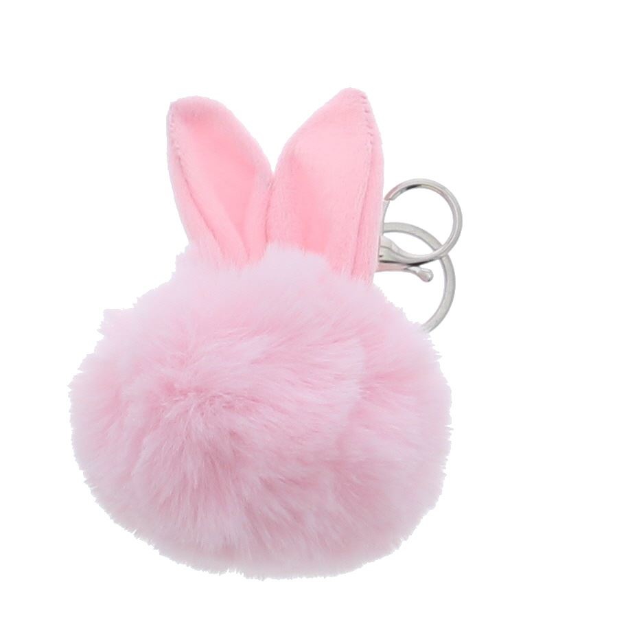 Porte-clés lapin "Pluche" - rose clair - 80*80*125mm - 12 pièces