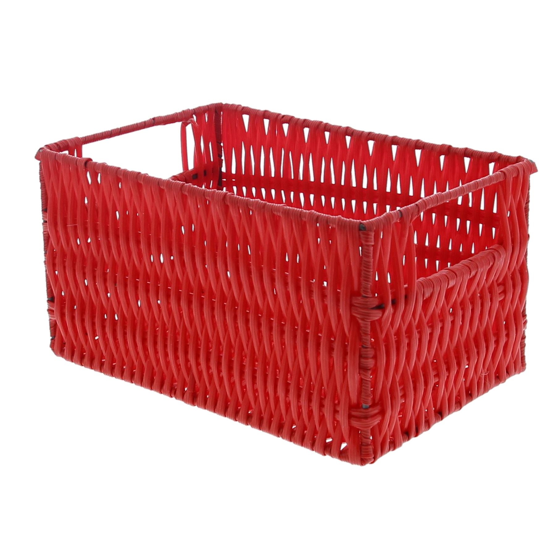 Panier rectangulaire en plastique - rouge   - 5 pièces