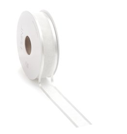 Prego woven edge Ribbon - white