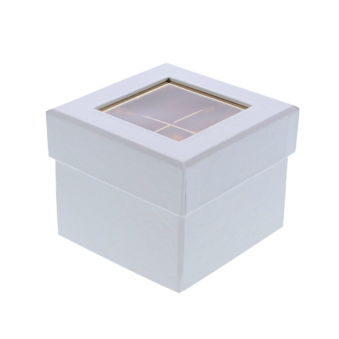 Clear Window Cube box white  2 layers - 90 *90*75 mm - 10 pieces