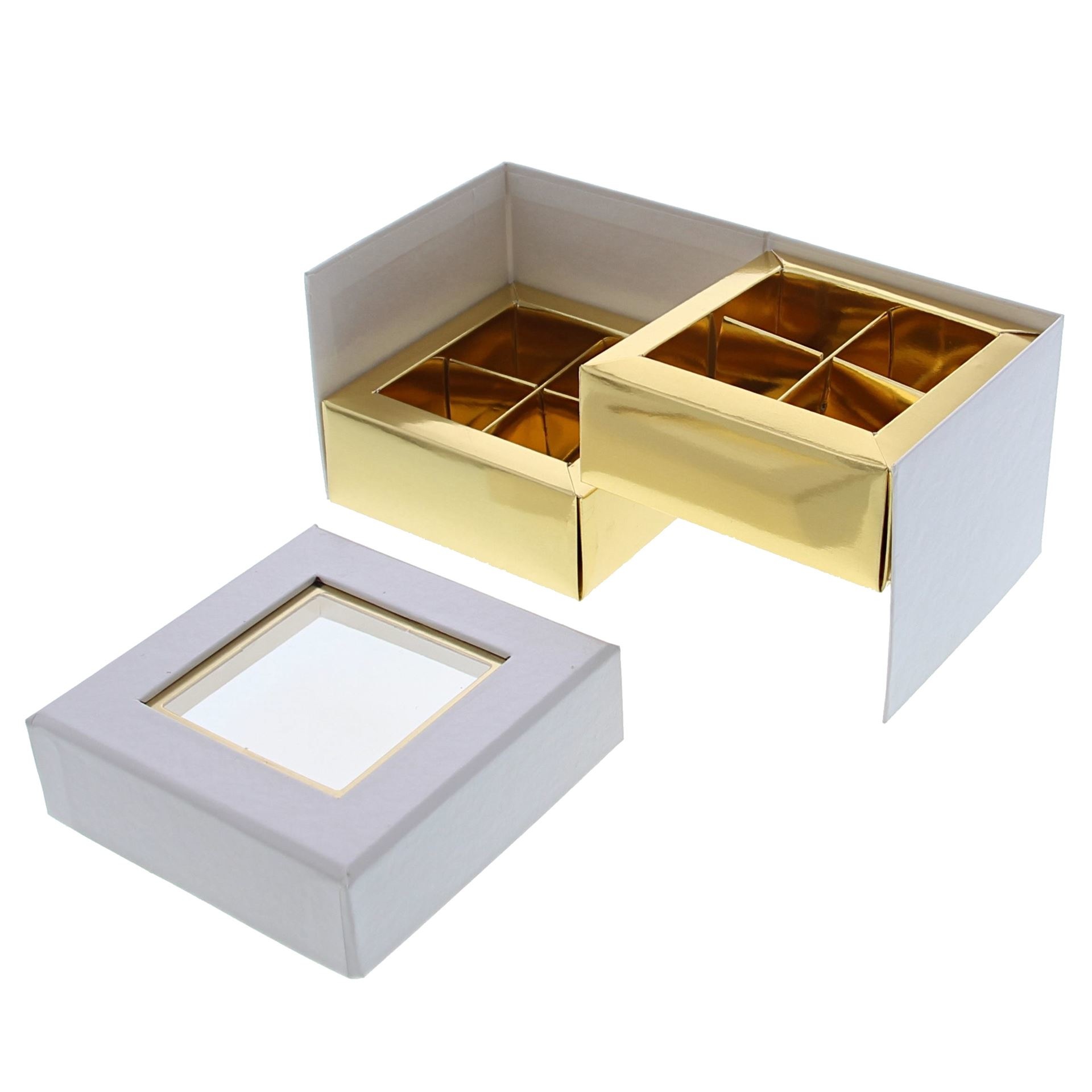 Kare Fenster Würfelbox Weiß 2 Etagen - 90 *90*75 mm - 10 Stück