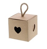"Avana" Hearts insertion cube with cord (kraft) - 50*50*50mm - 100 pieces