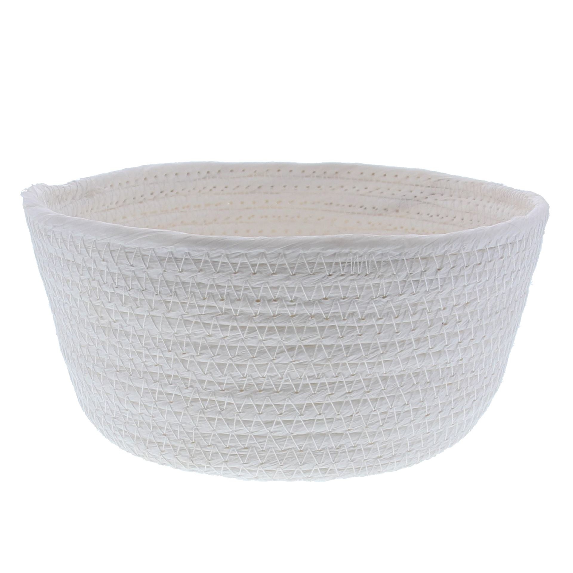 Round Paper rope basket - white - 10 pieces