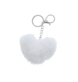 Porte-clés de cœur "Pluche" - blanc