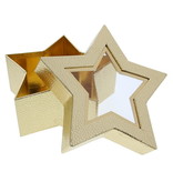 Ster doos met venster  - goud - 185 *185 * 75 mm - 12 stuks