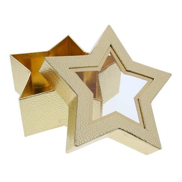 Ster doos met venster  - goud -  185 * 75 mm - 12 stuks