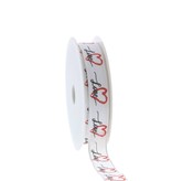 Lint met draad "Love Hearts" - wit