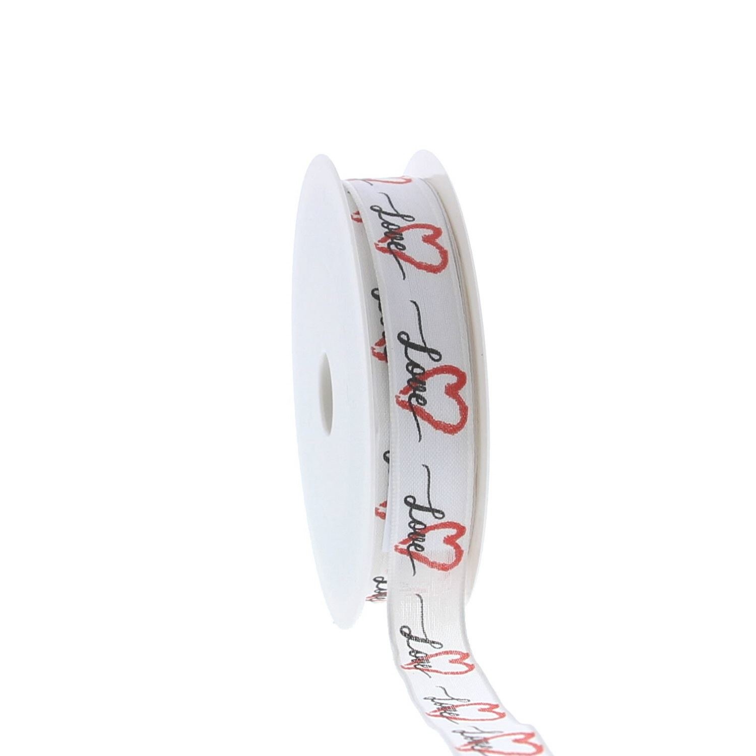 Lint met draad "Love Hearts" - wit