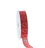 Lint met draad "Love Hearts" - rood