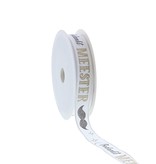 Lint met draad "Bedankt Meester"  - 15mm - 20m
