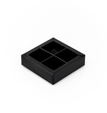 Schwarz Quadrat Klarsichtschachtel für 4 Pralinen - 75*75*25 mm - 30 Stück
